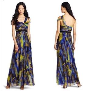 BCBGMAXAZRIA Inga Silk One Shoulder Gown Maxi Dress